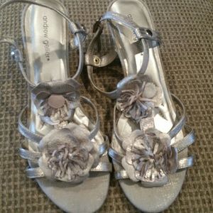 Gold leather wedged sandals